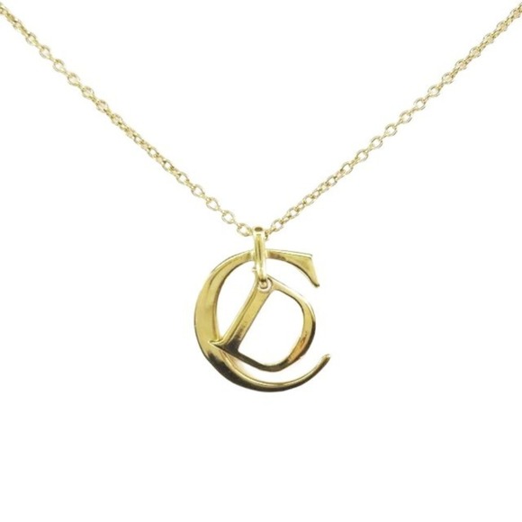 Vintage Christian Dior CD logo necklace pendant vintage gold for men and wo...